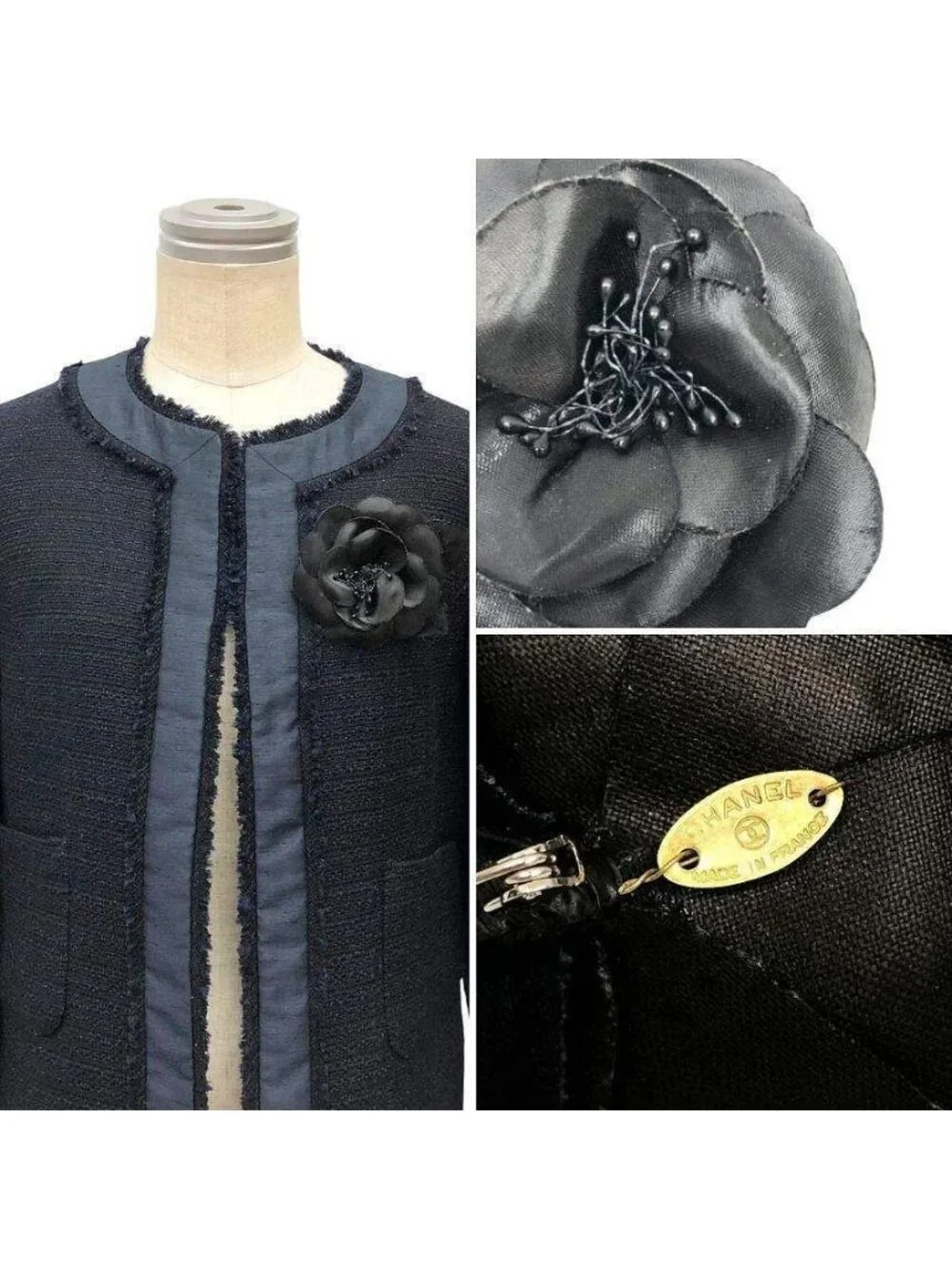 Chanel Camellia Corsage Brooch Black